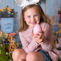 Avezano Easter Blue Wooden Door and Rabbit Photography Backdrop