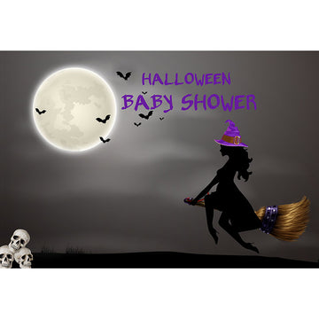 Avezano The Witch On The Broom Halloween Photography Backdrop-AVEZANO