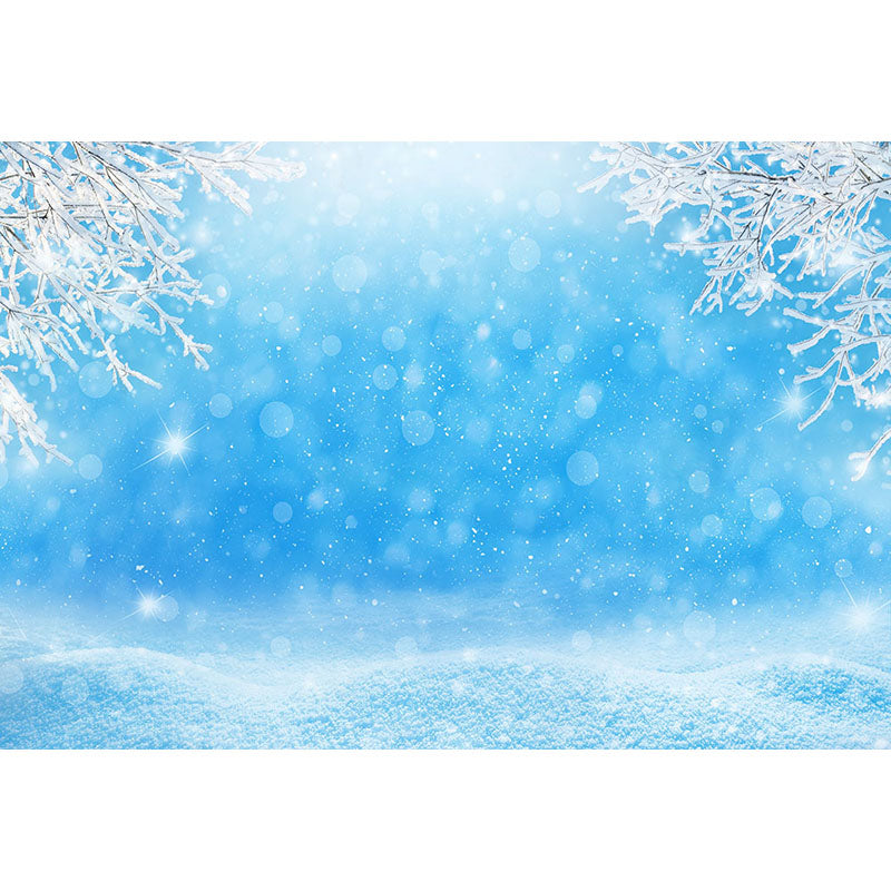 Avezano Blue Tone Snow And Bokeh Photography Backdrop-AVEZANO