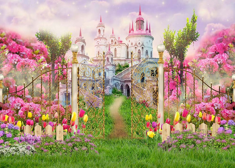 Avezano Spring'S Dream Castle Photography Backdrop-AVEZANO