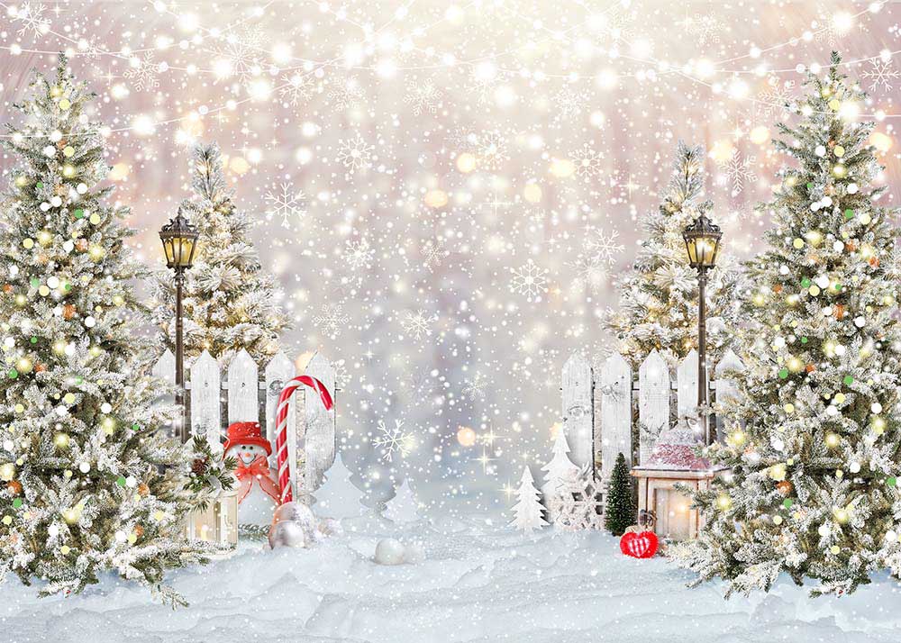 Avezano Snowy Christmas Tree Photography Backdrop holiday gift