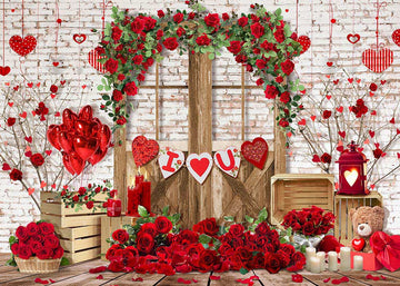 Avezano Rose Heart Balloon Decorations Valentine'S Day Photography Backdrop-AVEZANO