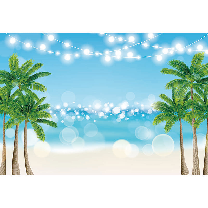 Avezano Coconut Trees And Bokeh In Summer Photography Backdrop-AVEZANO