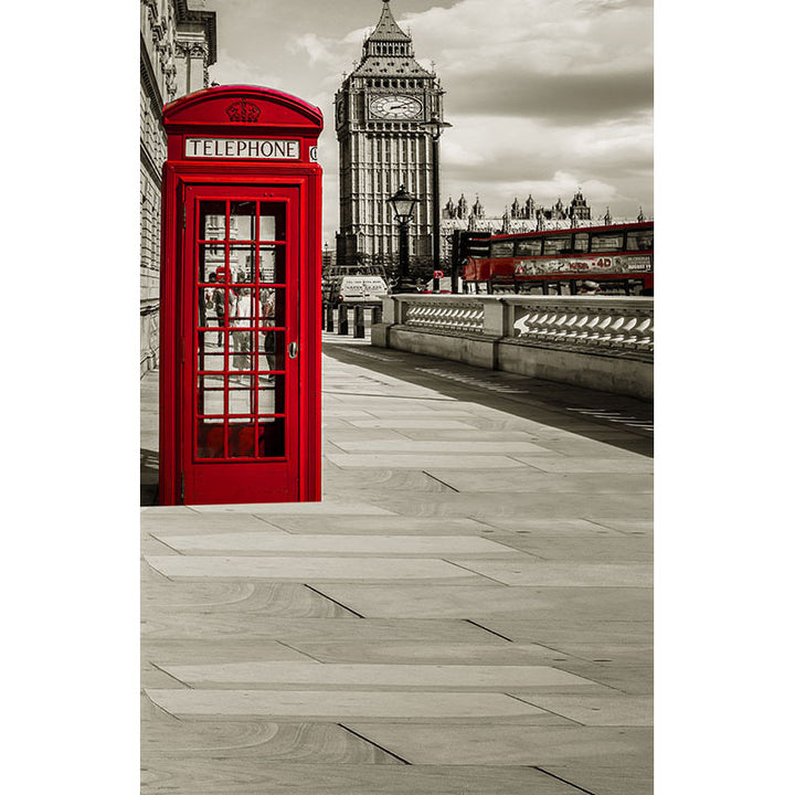 Avezano Roadside Red Telephone Booth Architecture Backdrop For Portrait Photography-AVEZANO