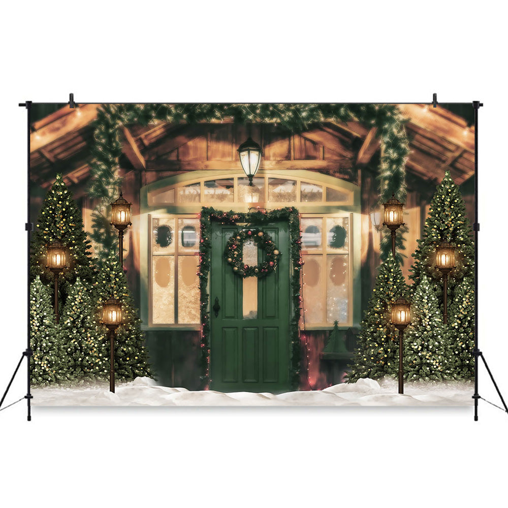 Avezano Cottage 2 pcs Christmas Set Backdrop