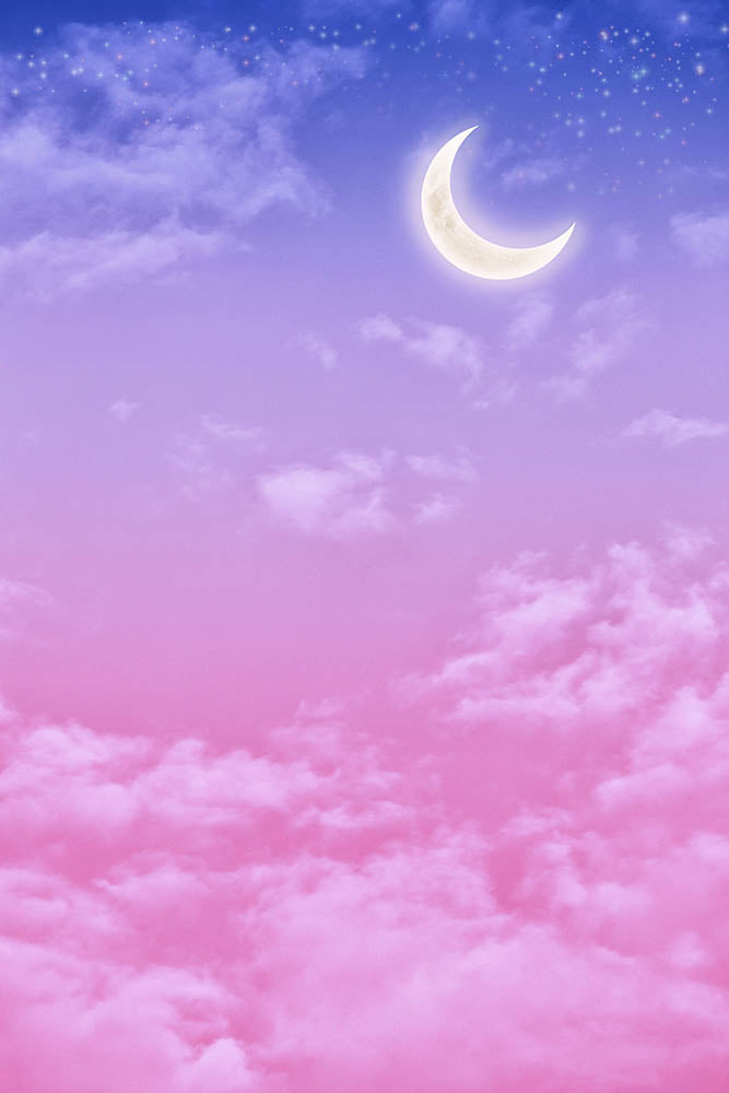 Avezano Moon Lavender Sky Clouds Photography Backdrop-AVEZANO