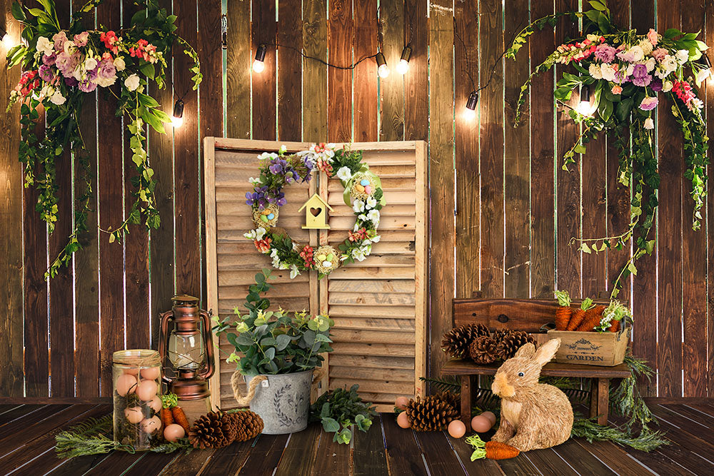 Avezano Spring Flowers Bunny Photography Backdrop