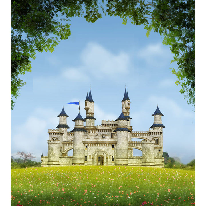 Avezano Green Grass And Castle Architecture Backdrop For Portrait Photography-AVEZANO