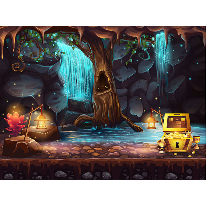 Avezano Treasure Cave Halloween Photography Backdrop-AVEZANO