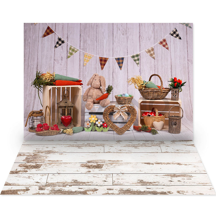 Avezano New Easter Bunny and Banner 2 pcs Set Backdrop-AVEZANO