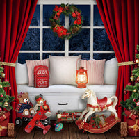 Avezano Christmas Tree and Sofa Photography Backdrop Room Set