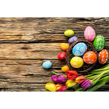 Avezano Easter Eggs On The Plank Photography Backdrop For Easter-AVEZANO