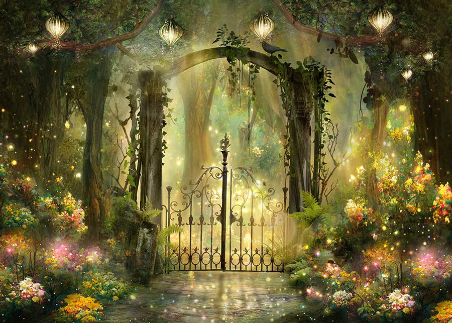 Avezano Spring Wooden Doors in a Fairyland Photography Backdrop-AVEZANO