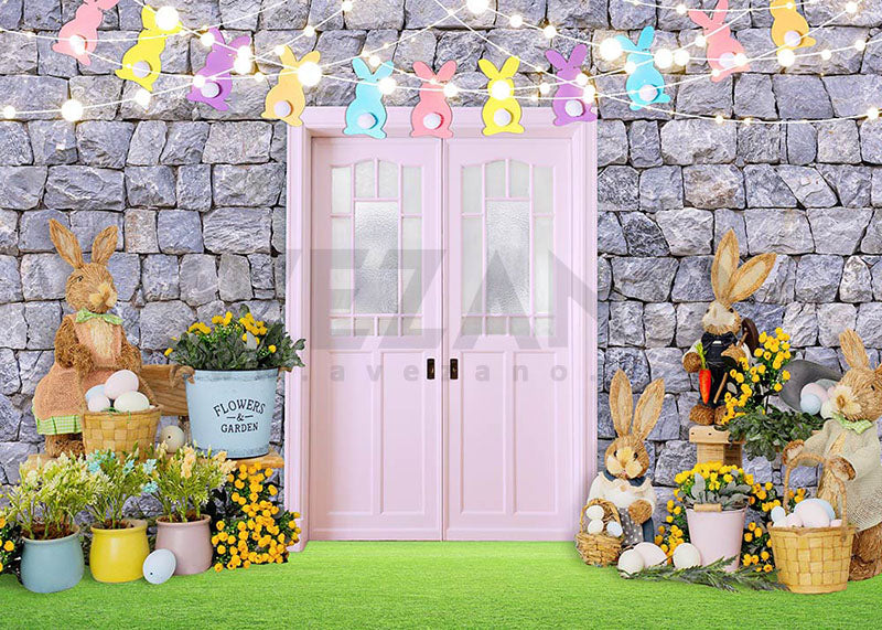 Avezano Pink Door Spring Easter Photography Backdrop-AVEZANO