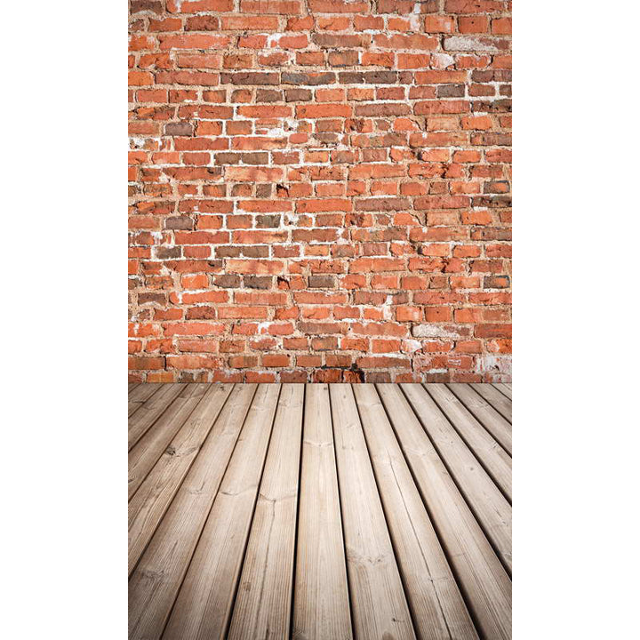 Avezano Red Brick Wall Texture Backdrop With Vertical Version Wood Floor For Photography-AVEZANO