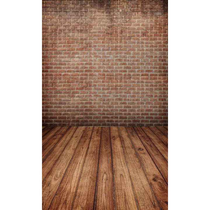 Avezano Red Brick Wall Texture Backdrop With Vertical Version Wood Floor For Photography-AVEZANO