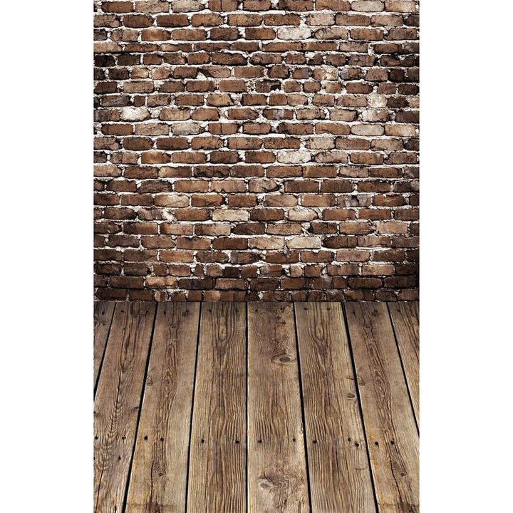 Avezano Brick Wall Texture Photo Backdrop With Vertical Version Wood Floor-AVEZANO