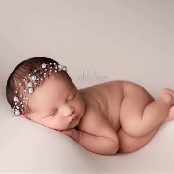 Avezano Newborn Baby Pearl Headgear Handmade Hair Band Princess Hair Ornament