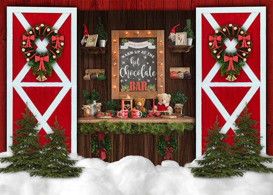 Avezano Hot Coco Wreath 2 pcs Christmas Set Backdrop