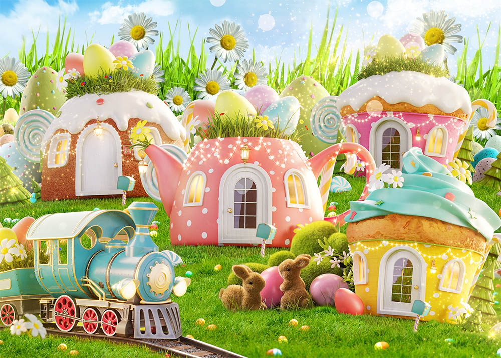 Avezano The Teapot Huts Easter Photography Backdrop-AVEZANO