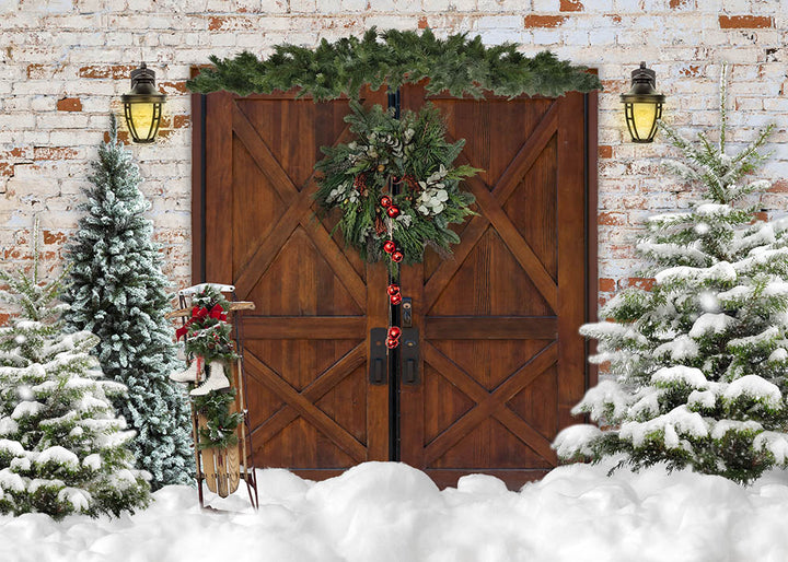 Avezano Christmas Tree in the Snow Photography Backdrop-AVEZANO