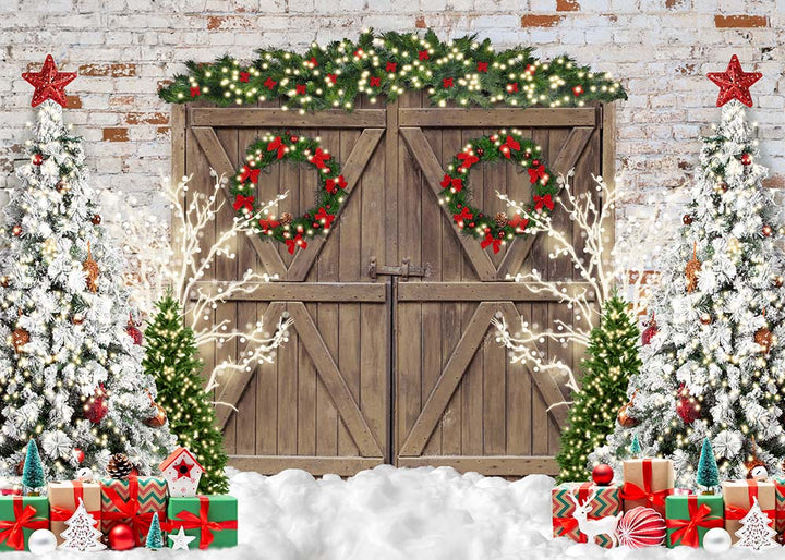 Avezano Christmas Wreath Photography Backdrop-AVEZANO