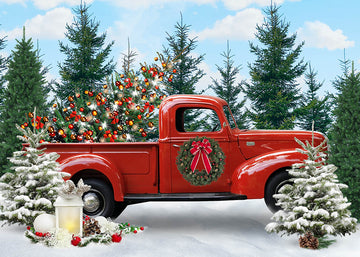 Avezano Christmas Red Limousine Photography Background-AVEZANO