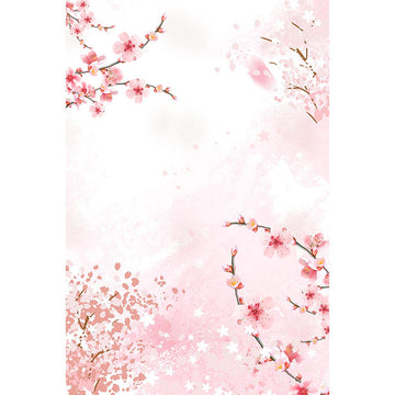 Avezano Watercolour Pink Peach Blossom Floral Backdrop For Photography-AVEZANO