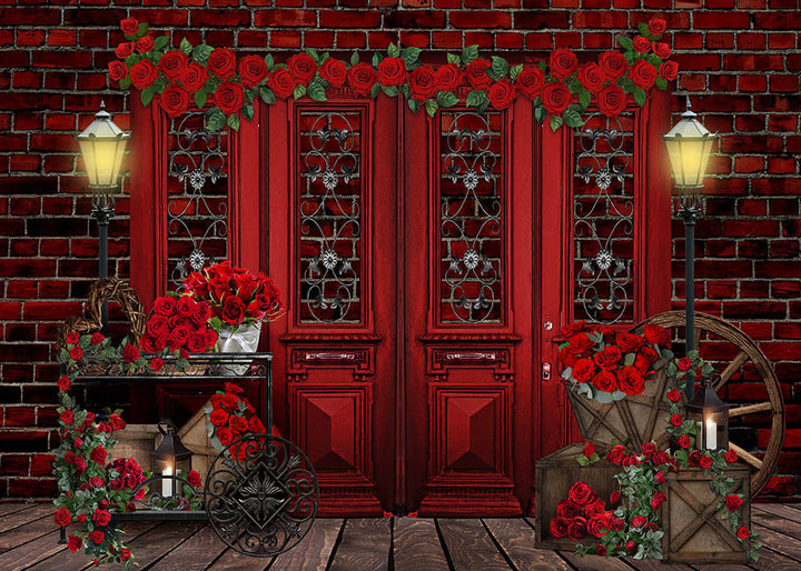 Avezano Rose and Red Door Valentine'S Day Photography Backdrop-AVEZANO