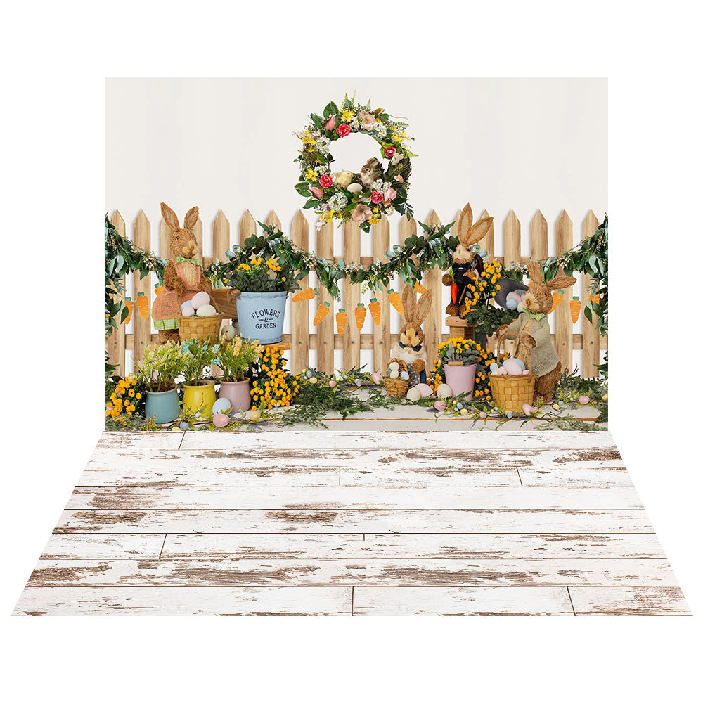 Avezano Rabbit Rail 2 pcs Spring Easter Set Backdrop-AVEZANO