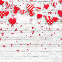 Avezano White Brick Wall & Pink Love Pattern Valentine'S Day Theme Photography Backdrop