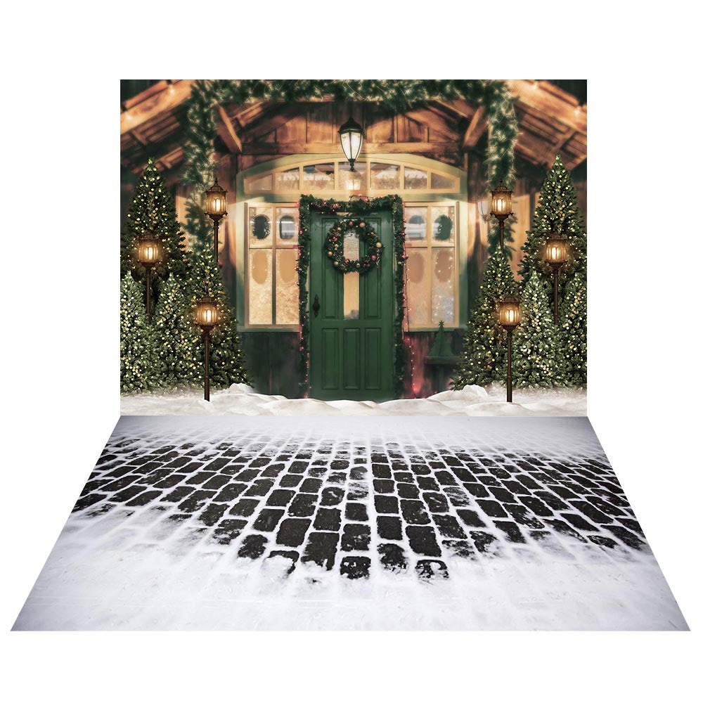 Avezano Cottage 2 pcs Christmas Set Backdrop-AVEZANO