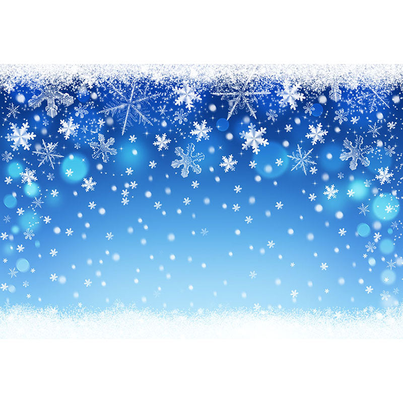 Avezano Snowflake And Blue Bokeh Photography Backdrop-AVEZANO