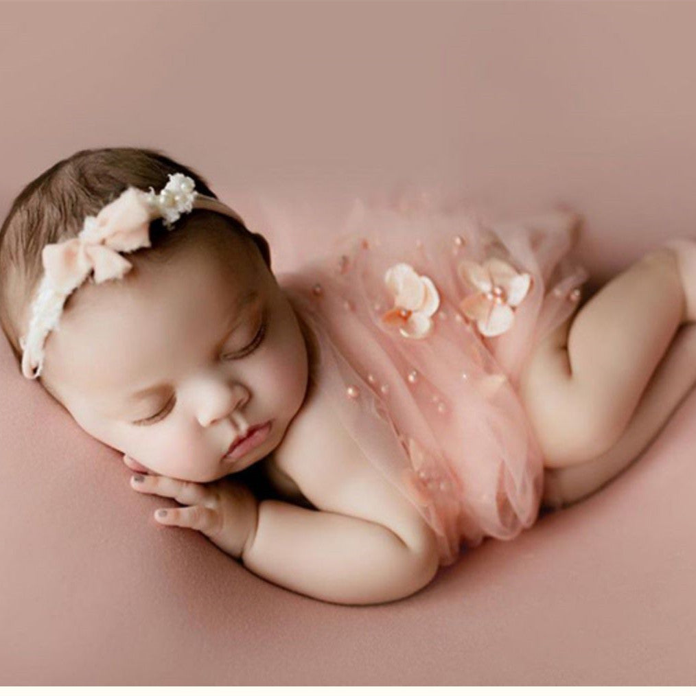 Avezano Newborn Floral Pearl Mesh Wrap Photography Props